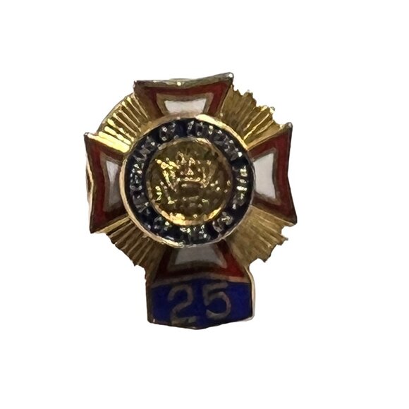 Veterans Of Foreign Wars Pin 25 Years Red Blue Enamel Lapel Hat Pin - Picture 8 of 11